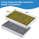 2Pcs 2016-2024 Tesla Model 3 Model Y Durable Activated Cabin Air Filter Kit Set