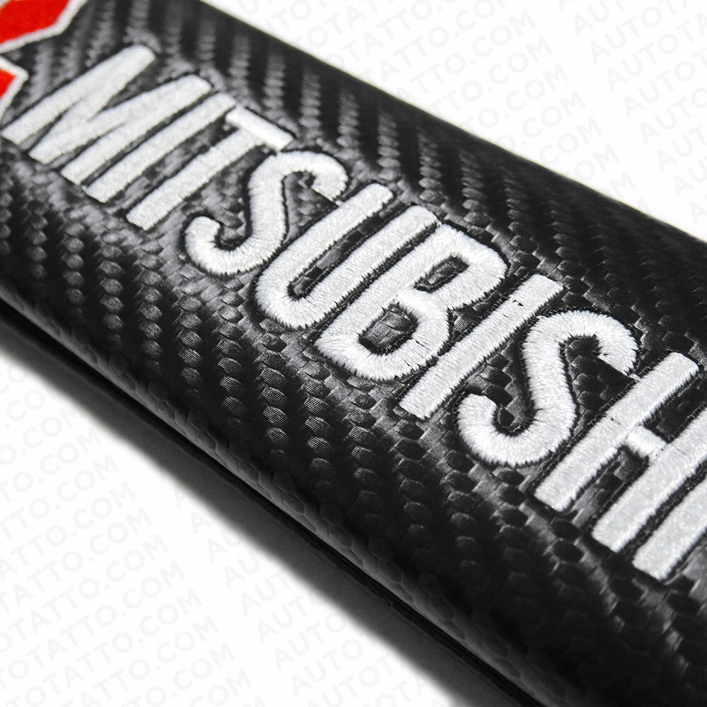 Mitsubishi Carbon Car Seat Belt Cover Safety Shoulder Strap Cushion Pad Harness
