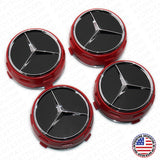 4x Mercedes Wheels In Center Lock Design Cap Hub Star Cover Insert Sport AMG Red