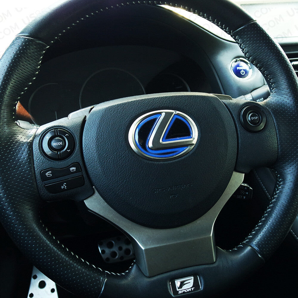 Lexus Car Interior 3D Blue Hybrid Steering Wheel Logo Badge Emblem Decoration