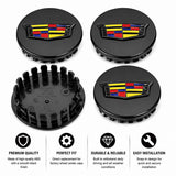 4x Cadillac (ATS CTS DTS SRX STS XLR XTS) 67mm Wheel Center Caps Black Colorful