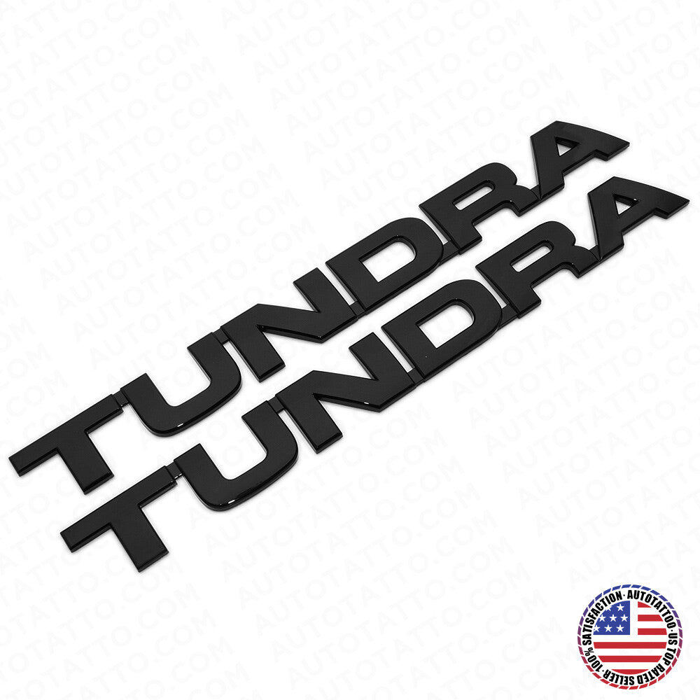 2pcs 07-14 Gloss Black Tundra Letter Side Door Tailgate Nameplate Emblem Badge
