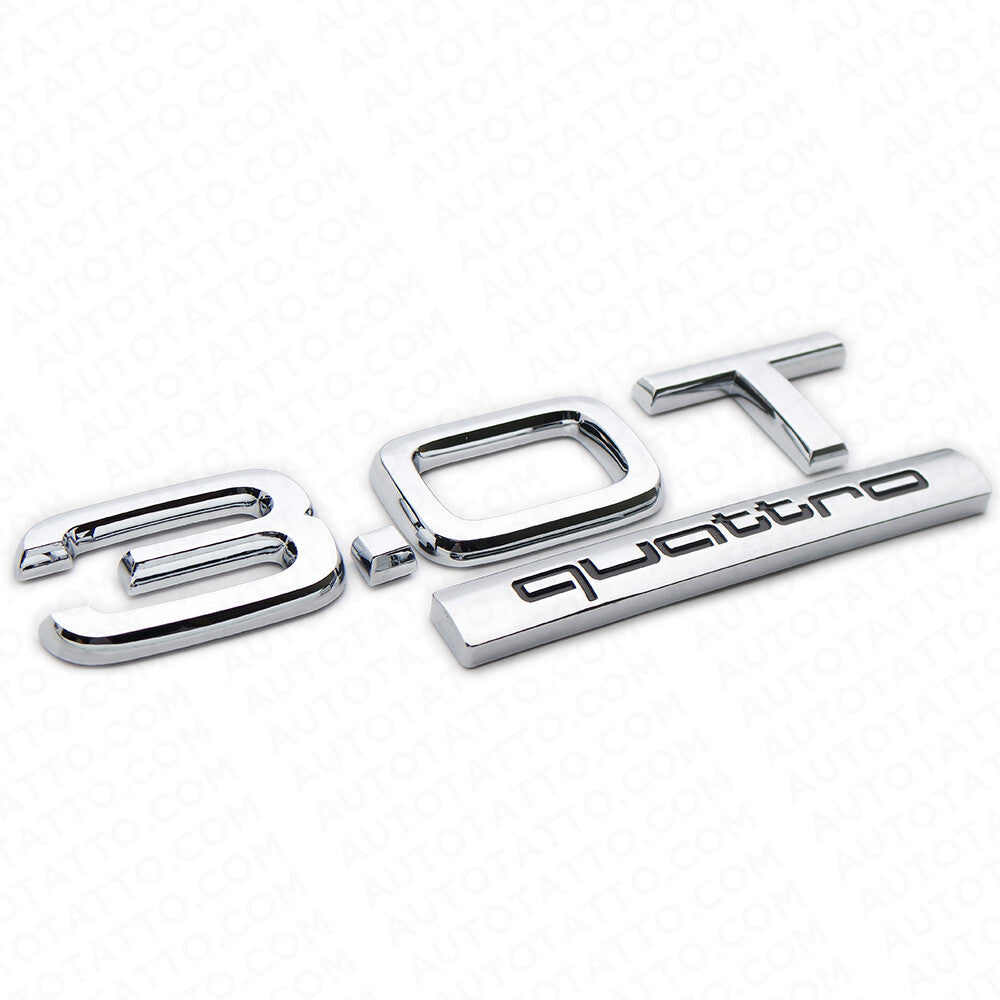 04-22 Audi Rear Trunk Deck Lid 3.0T Quattro Nameplate Emblem Logo Badge Chrome