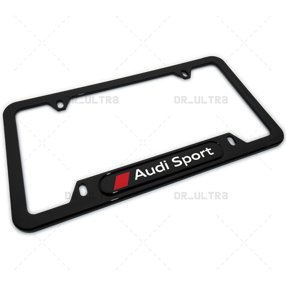Gloss Black Front or Rear Audi Sport Logo Emblem License Plate Frame Cover Gift