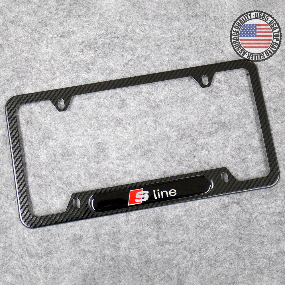 S Line Sport Front or Rear Carbon Fiber Texture License Plate Frame Cover Gift