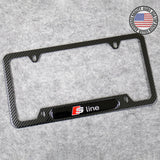 S Line Sport Front or Rear Carbon Fiber Texture License Plate Frame Cover Gift