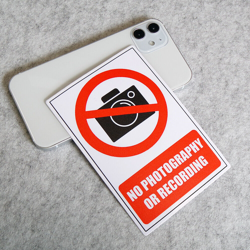 No Photography or Recording Warning Sticker Decal Home Car Van Windows Decorate