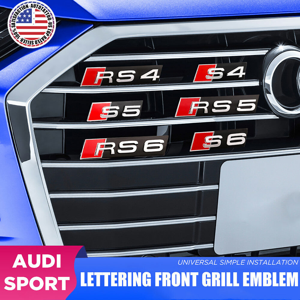 Audi RS3 Front Grille Bumper Radiator Lettering Emblem Badge Logo Sport Chrome