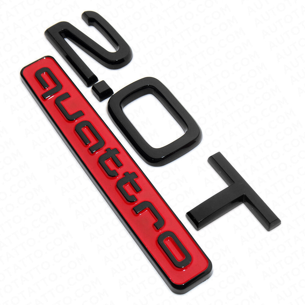 17-22 Rear Trunk Lid 2.0T Quattro Nameplate Emblem Badge Black & Red