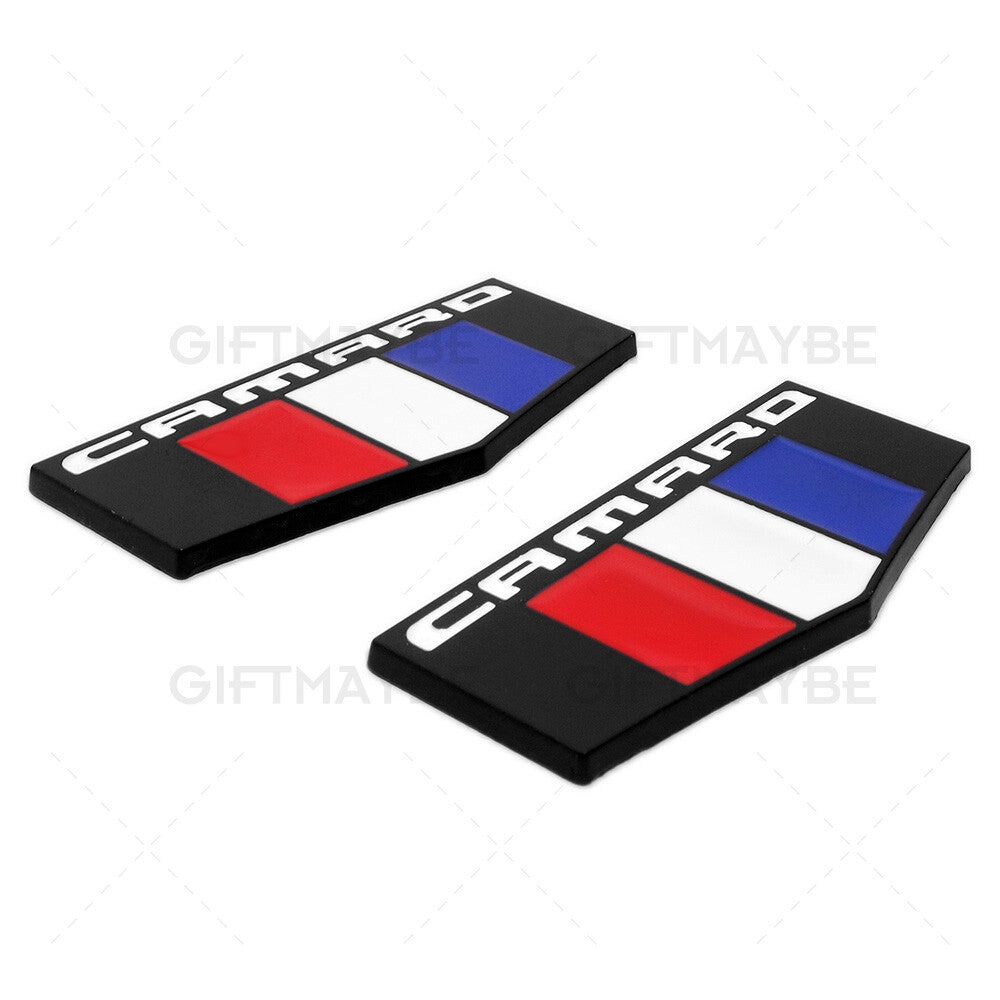 2x For GM Chevy CAMARO Logo Fender Marker Emblem 3D Black Sport Badge RS SS ZL1