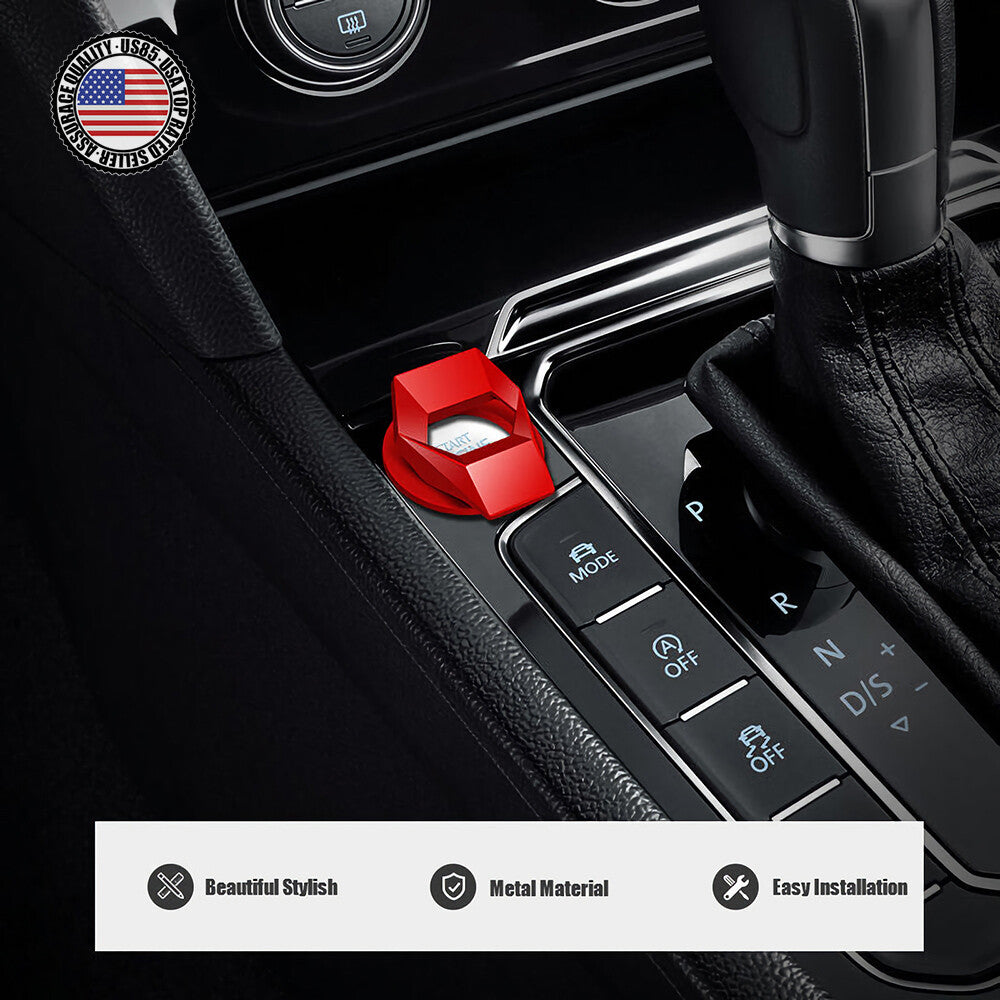 Universal Car One-Button Engine Start Stop Button Protect Cover Decoration Red