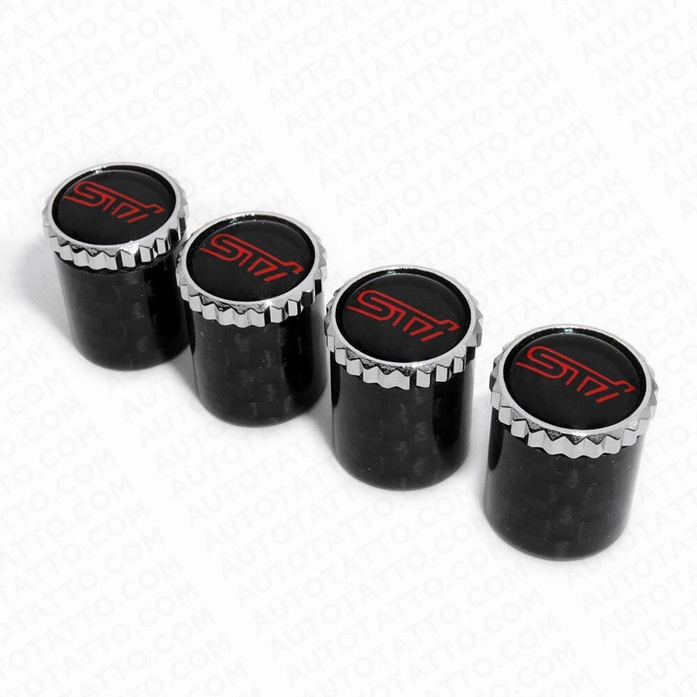 Fit STI Real Carbon Fiber Car Wheel Tire Air Valve Stem Caps Cover Keychain Ring