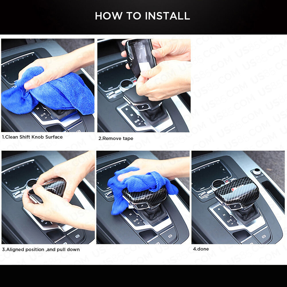 Car Carbon Fiber Texture Shift Knob Cover for AUDI A4 A5 S4 S5 Q7 16-20 Sport