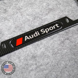 For Audi Sport Front or Rear Carbon Fiber Texture License Plate Frame Cover Gift