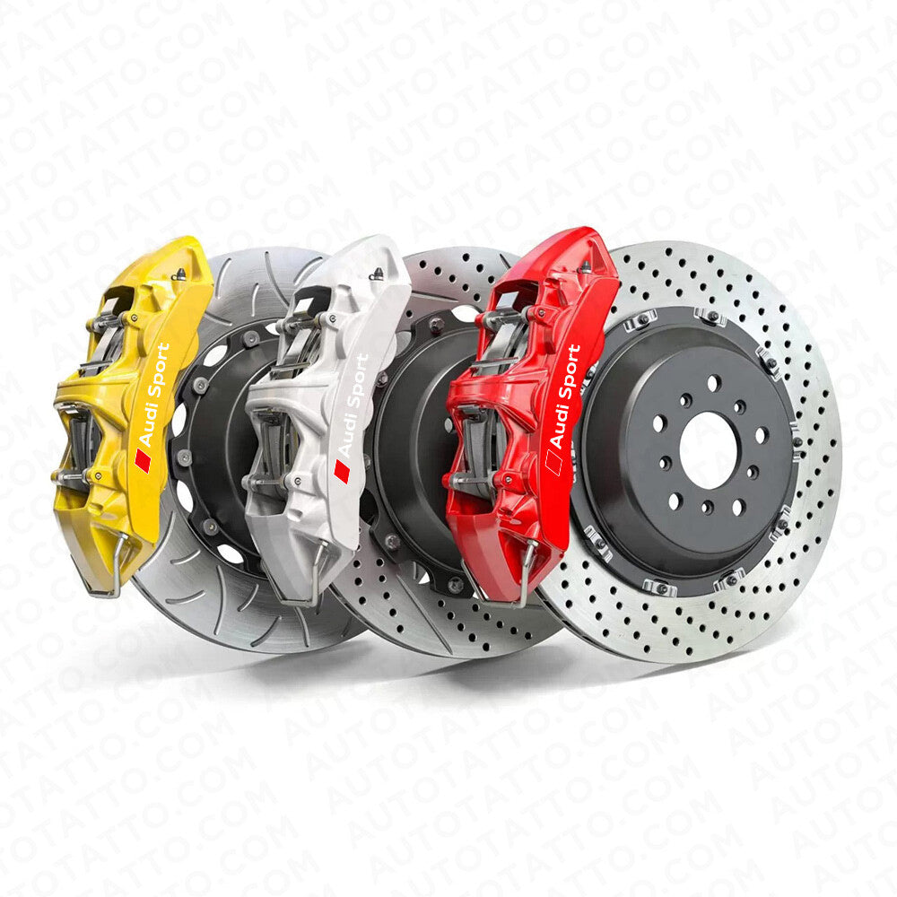 For Audi Sport Car Wheels Brake Caliper Sticker 3D Decal Logo Decoration White