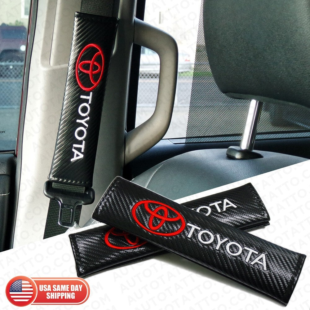 Car Carbon Seat Belt Cover Safety Shoulder Strap Cushion Pad Harness Fit Toyota