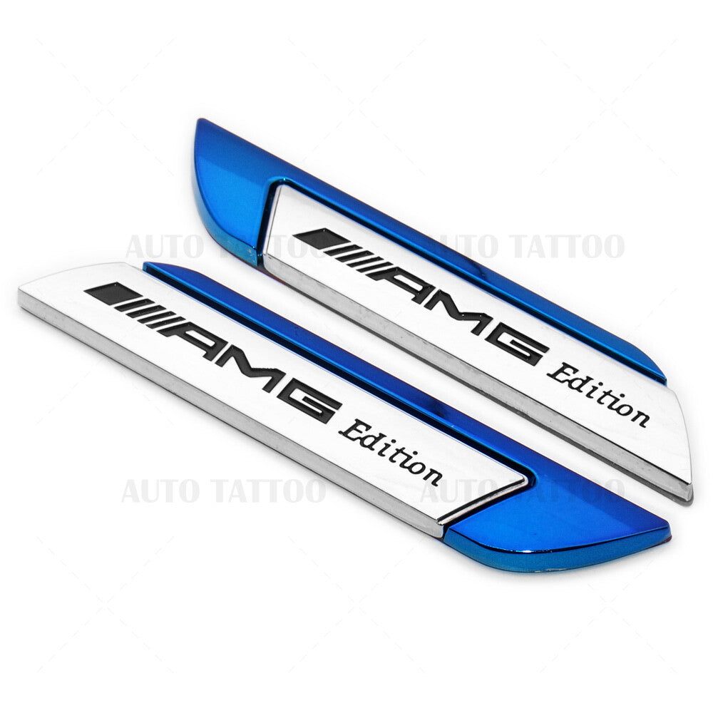Universal Fender Marker Car AMG Edition Blue Logo Badge Emblem Sport Decoration