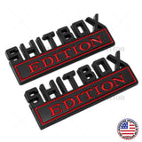2Pcs ShitBox Edition 3D Car Truck Emblem Funny Badge Sticker Decal Decorate
