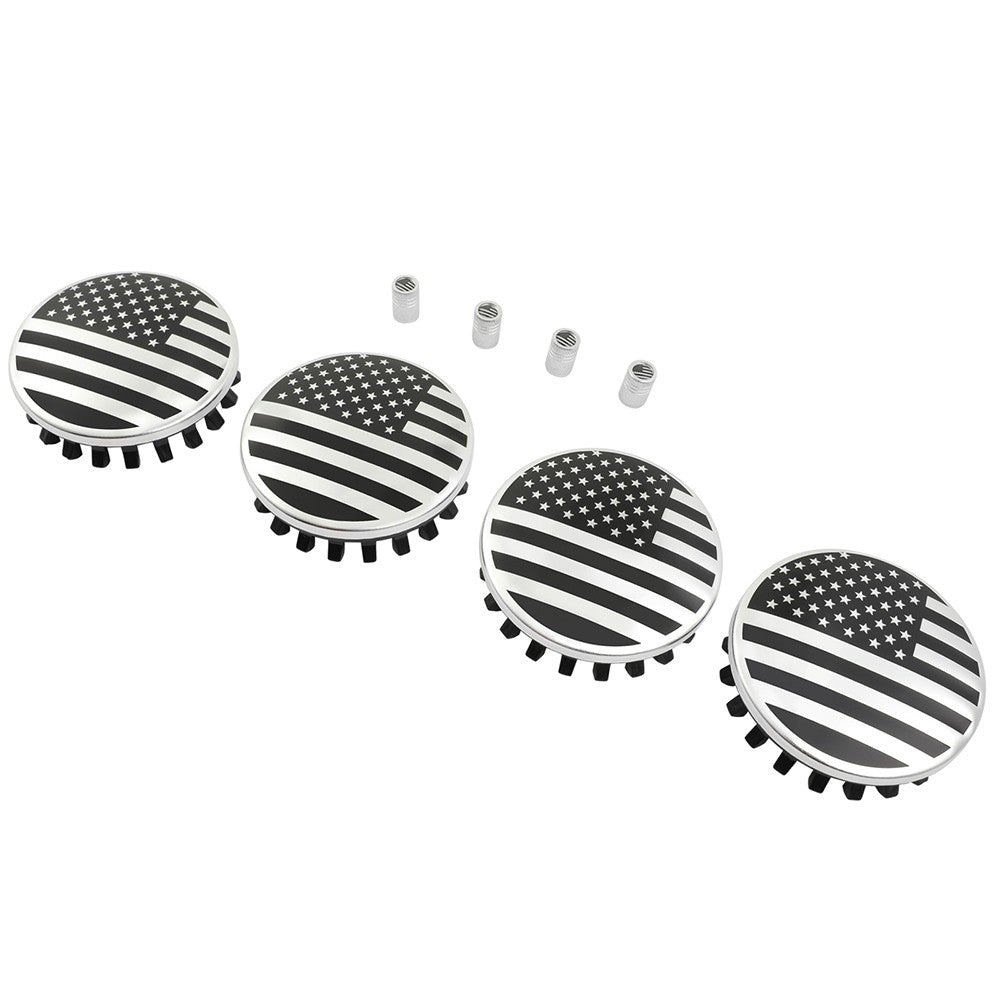 4x Wheel Center Hub Cap 83mm 3.25" USA Flag For Chevy Silverado 2014-26 22837060