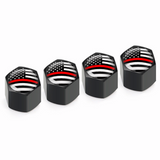 4x Black Red US American Flag Tire Valve Stem Cap for Tundra Sierra Ram F150 250