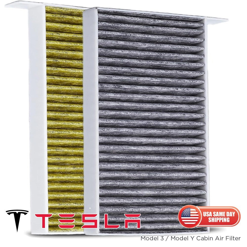 2Pcs 2016-2024 Tesla Model 3 Model Y Durable Activated Cabin Air Filter Kit Set