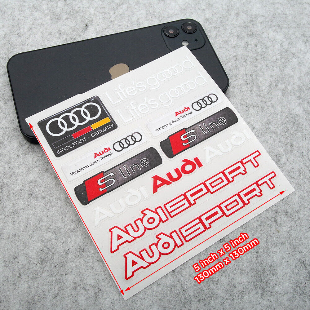 Audi Sport S Line Car Suv Logo Sticker Vinyl 3D Decal Stripes Logo Decor Germany