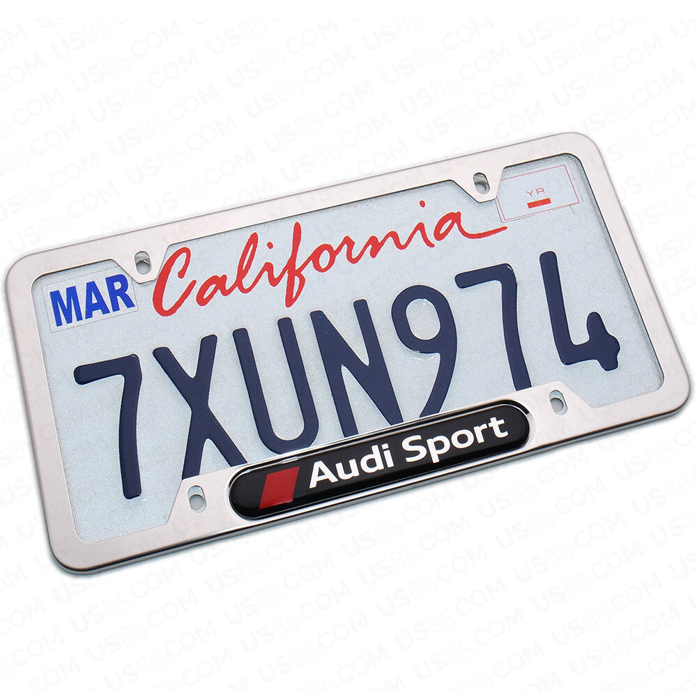 Chrome Stainless Steel Front Rear Audi Sport Logo License Plate Frame Cover Gift