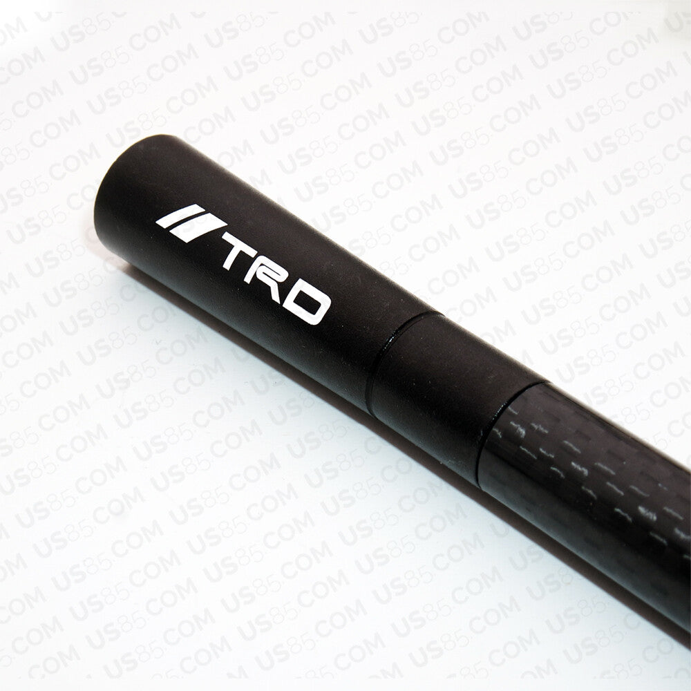 Black Universal 4.7" Carbon Fiber Sports Car Antenna Adjustable TRD Logo Emblem