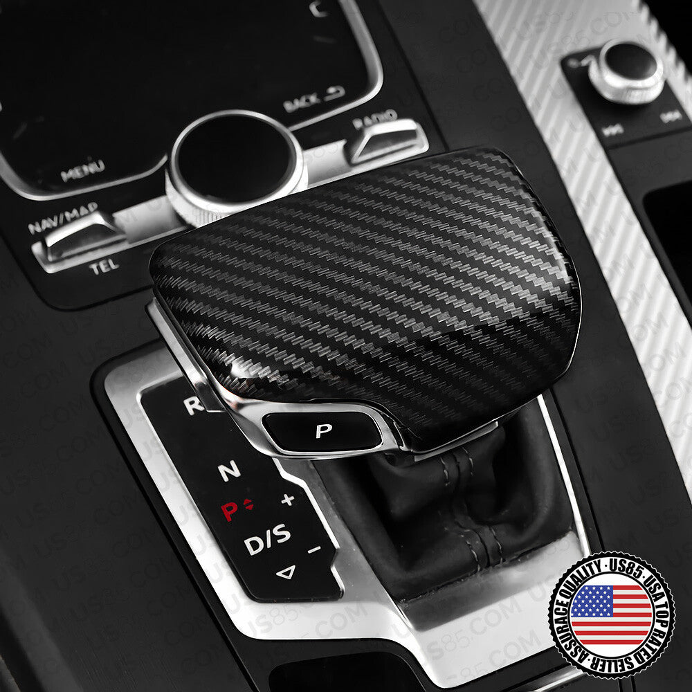 Car Carbon Fiber Texture Shift Knob Cover for AUDI A4 A5 S4 S5 Q7 16-20 Sport
