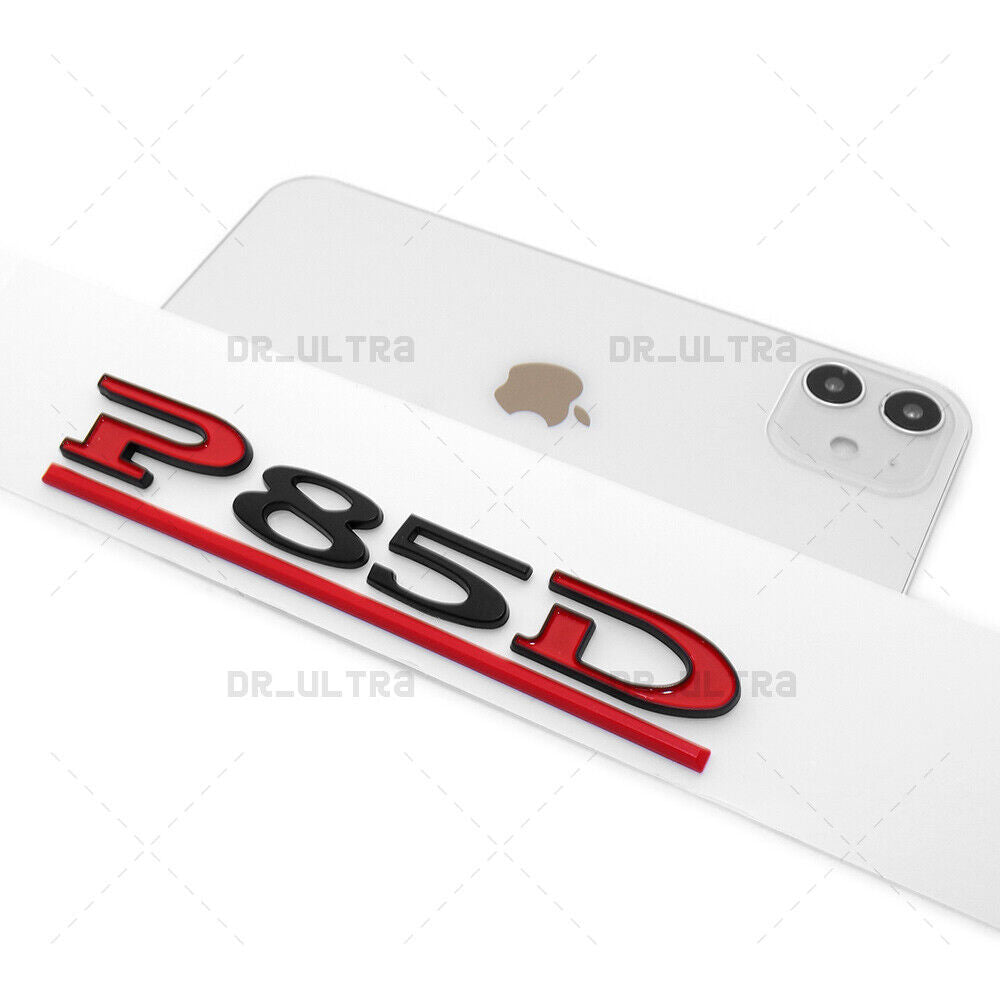 Tesla Liftgate P85D Performance Nameplate Logo Badge Emblem Sport Black & Red