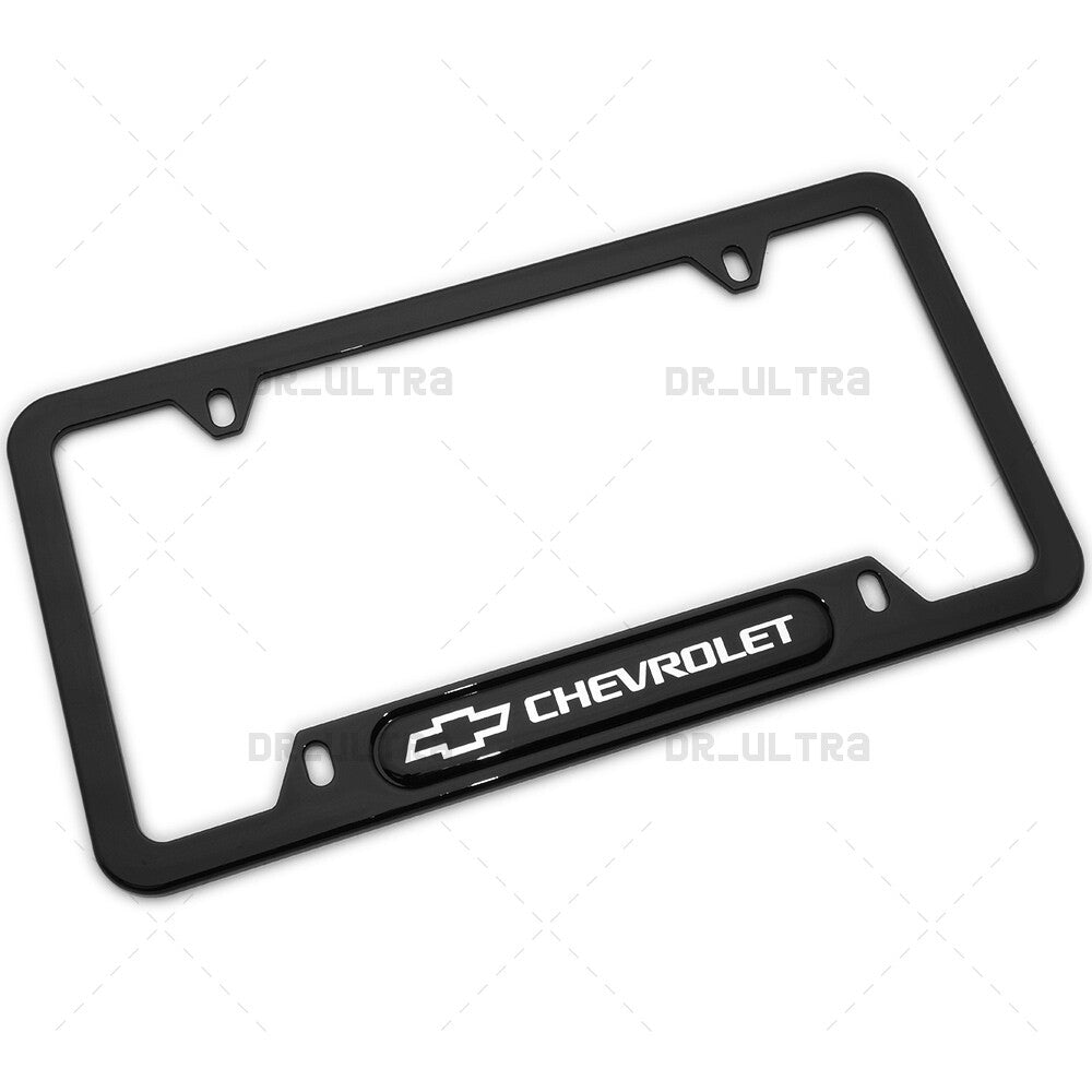 Gloss Black Front or Rear Chevrolet Logo Emblem License Plate Frame Cover Gift