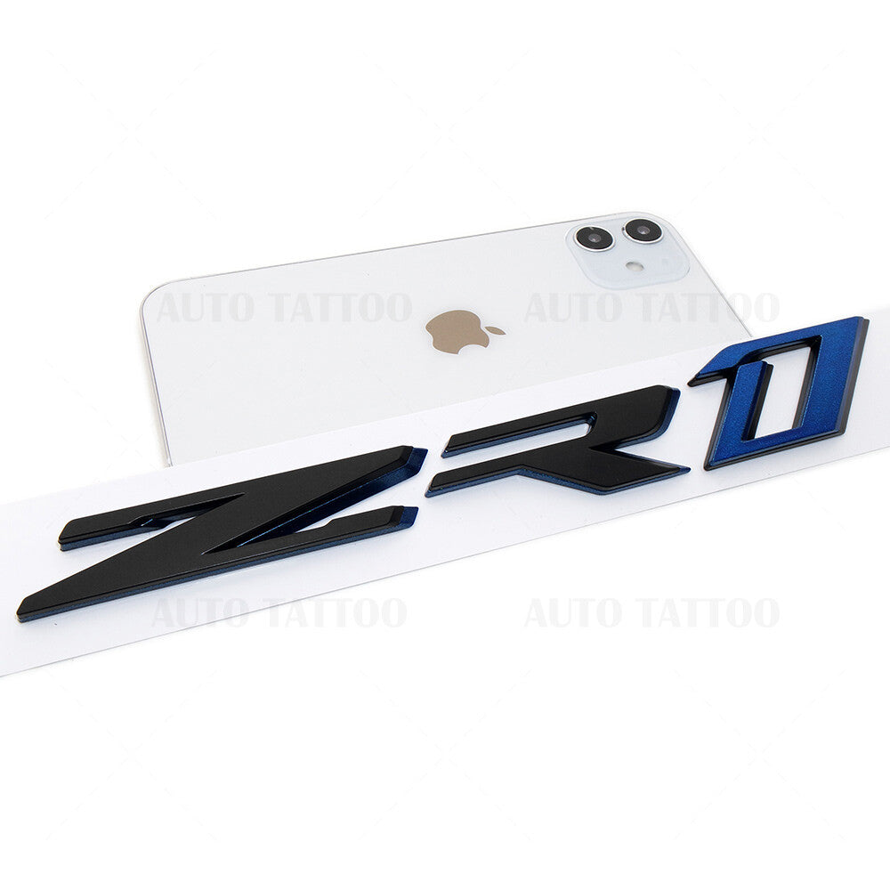 3x Chevy Corvette ZR1 Hood Rear Bumper Nameplate Logo Sport Emblem Black Blue