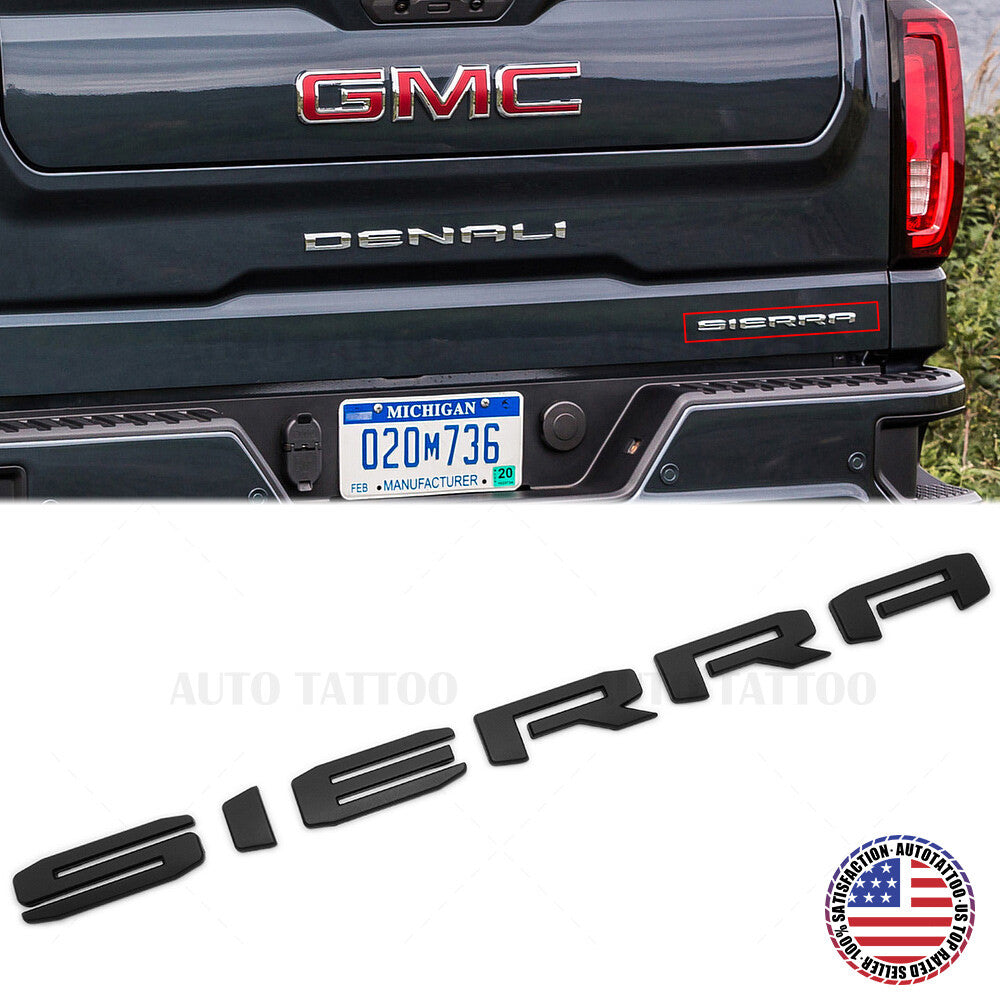 19-21 GMC Sierra with Denali Tailgate Logo Emblem Pickup Badge Nameplate Black