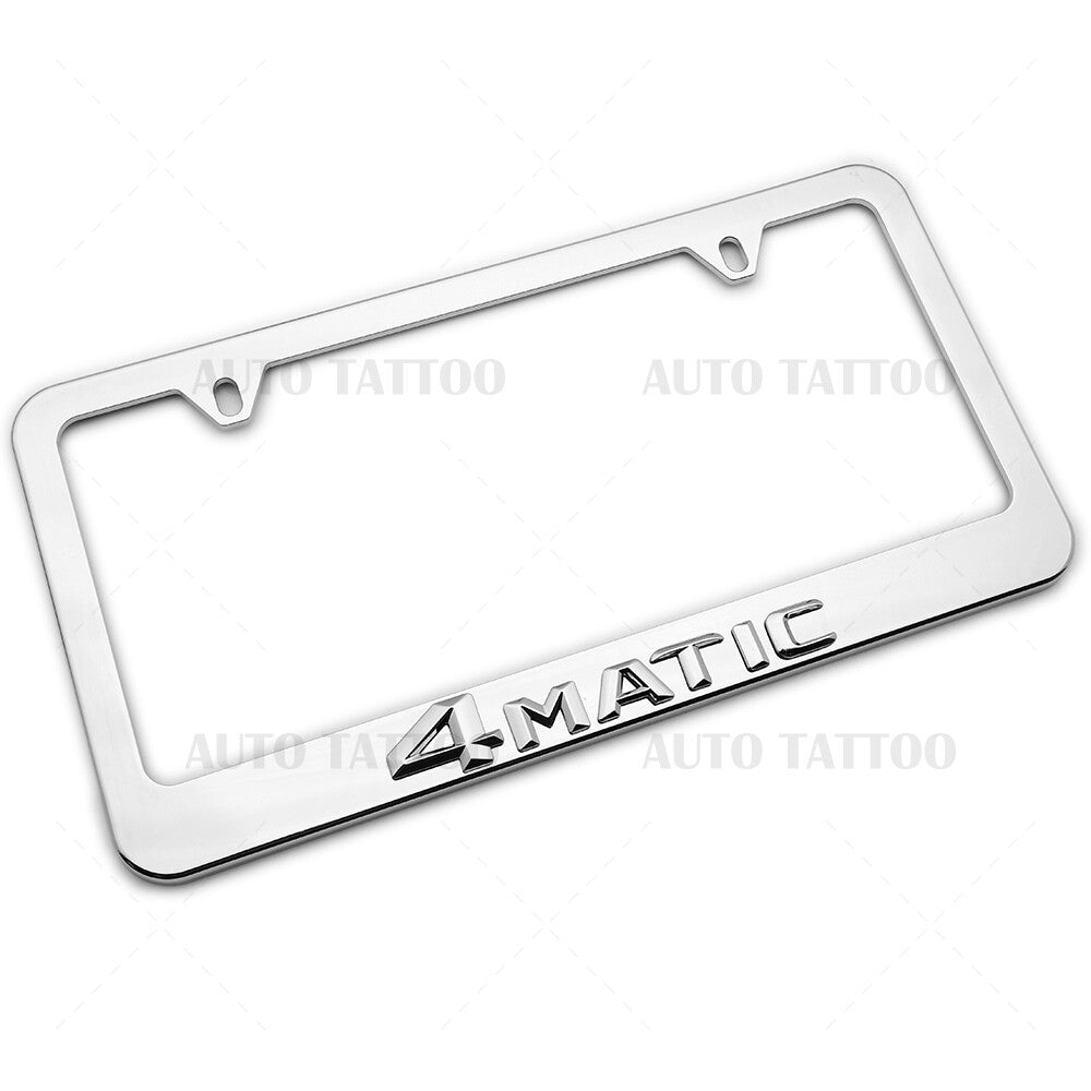 1x 4MATIC Mirror Chrome License Plate Frame Cover Decorate + Screw Caps