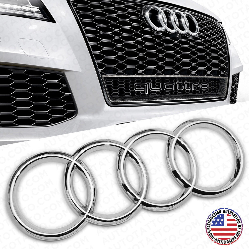 For Audi OEM Chrome Front Grille Rings Badge Logo Emblem Q3 Q5 SQ5 Q7 A6 A7 S7