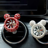 Crystal Bling Diamond Fragrance Mickey Fan Car Air Fresher Vent Perfume Clip