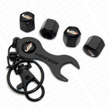 4x Hex Cadillac V Car Tire Wheels Air Stem Dust Valve Cap Cover + Keychain Ring
