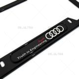 Gloss Black Front or Rear Audi Ring Logo Emblem License Plate Frame Cover Gift