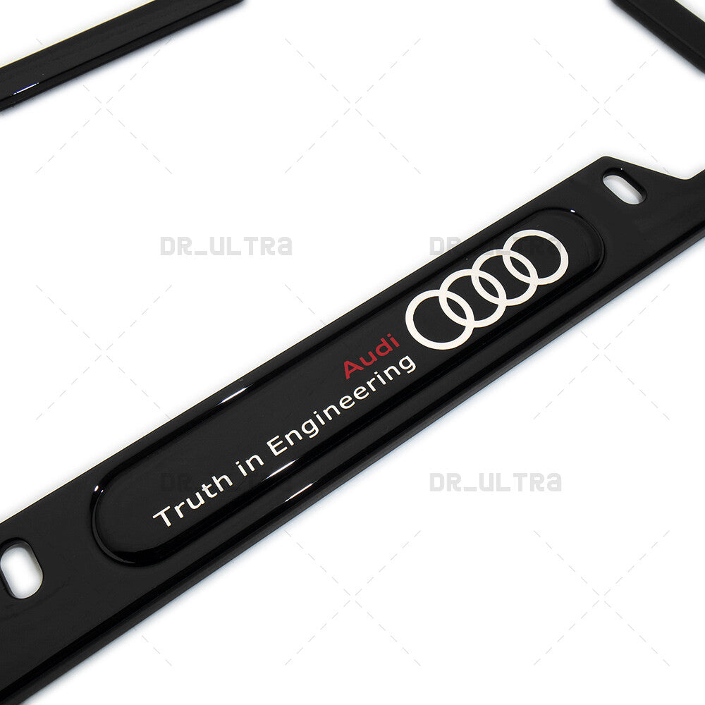 Gloss Black Front or Rear Audi Ring Logo Emblem License Plate Frame Cover Gift