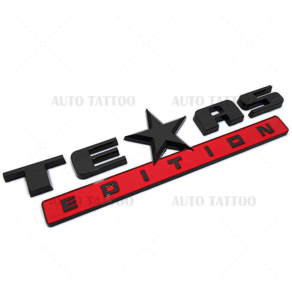 2x GMC Chevrolet Cadillac TEXAS Edition Door Emblem Badge Decorate Black Red