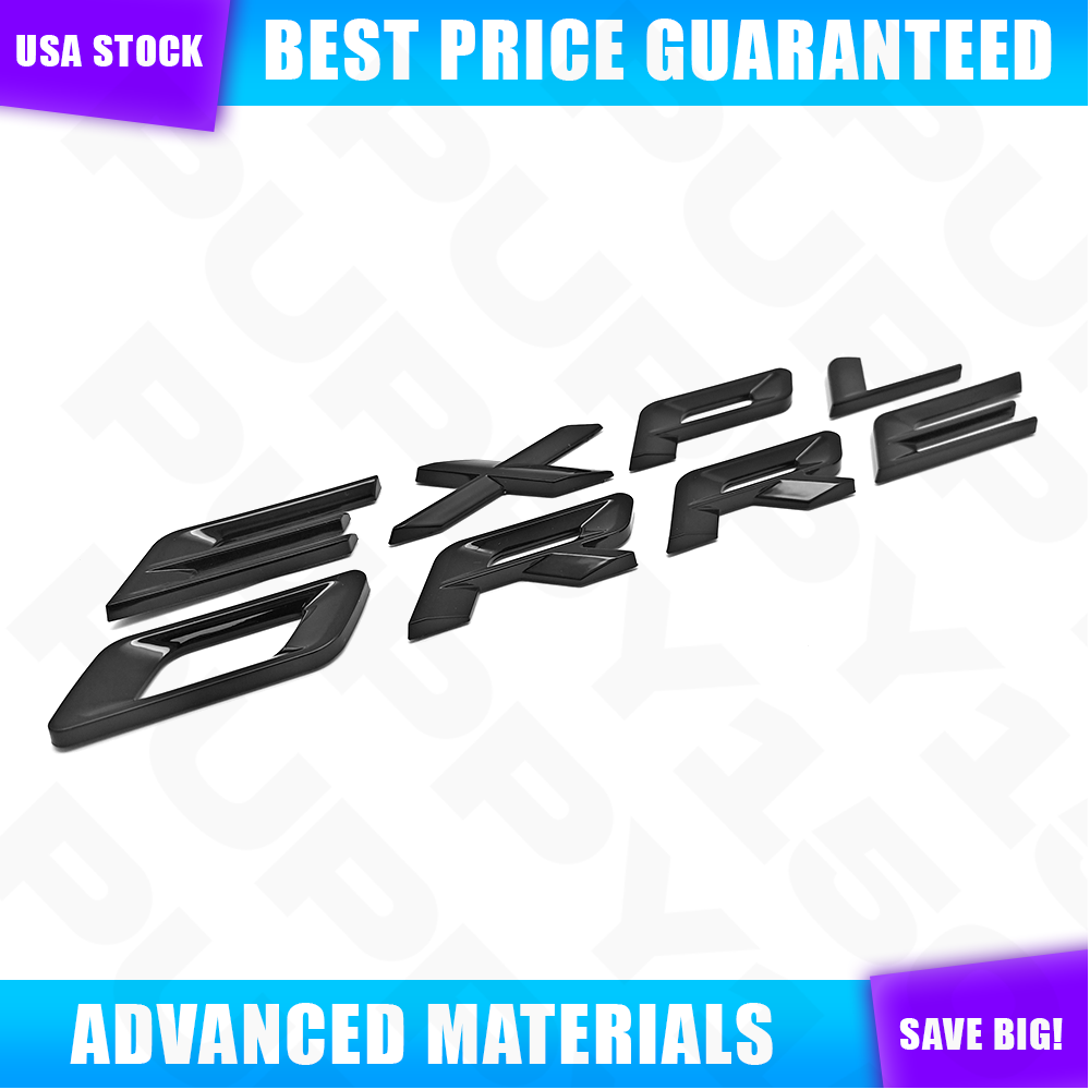 For 2020-2025 Explorer Sport Badge Gloss Black Outline Hood Emblem Letters Decal