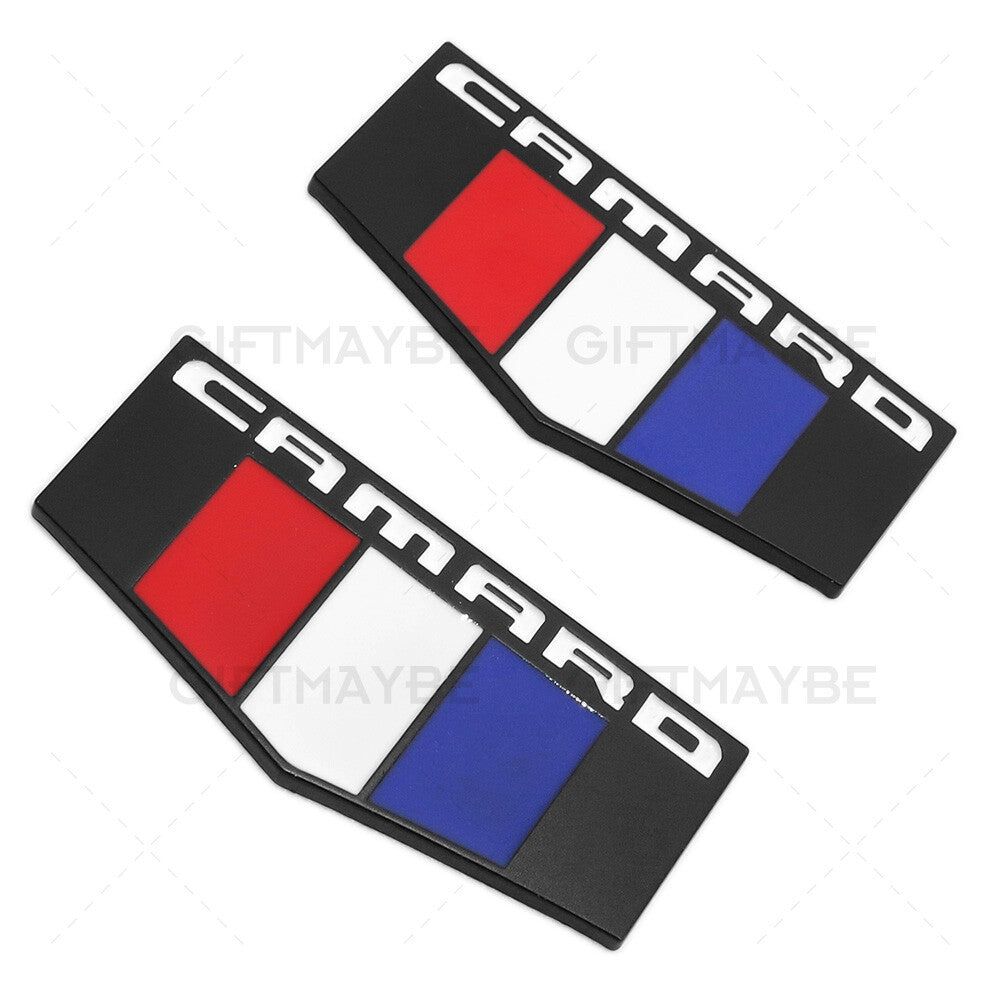 2x For GM Chevy CAMARO Logo Fender Marker Emblem 3D Black Sport Badge RS SS ZL1