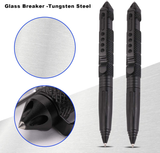 2 Pack Military Tactical Pen Set with 6 Ballpoint Refills Writing,Made Car Accessory - Black
