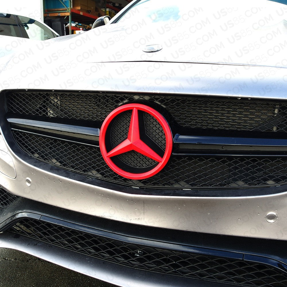 Mercedes-Benz Front Grill Overlays Add-On Logo Cover Emblem AMG Sport 3D Red