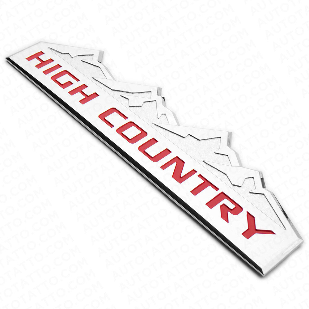 14-19 Chevy High Country Front Door Tailgate Letter Logo Emblem Badge Chrome Red