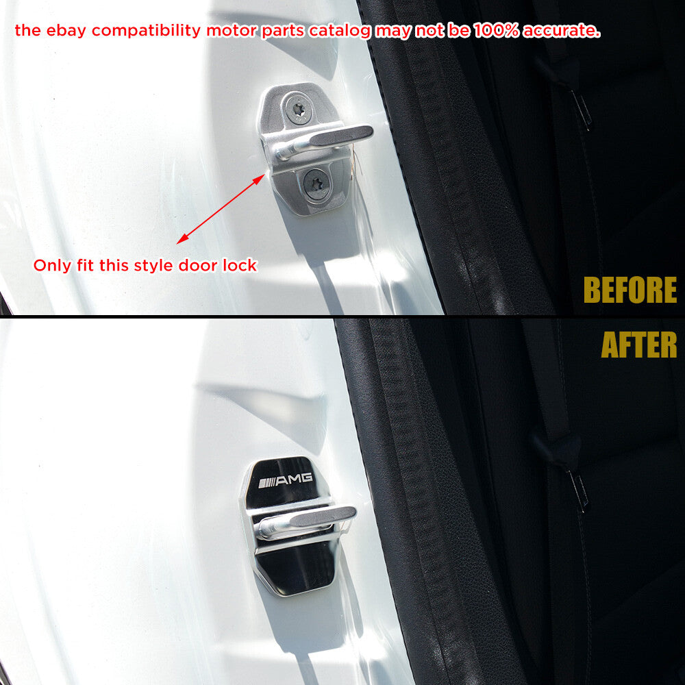 2X Stainless Steel Car Door Striker Cover Lock Buckle Cap AMG For Mercedes-Benz