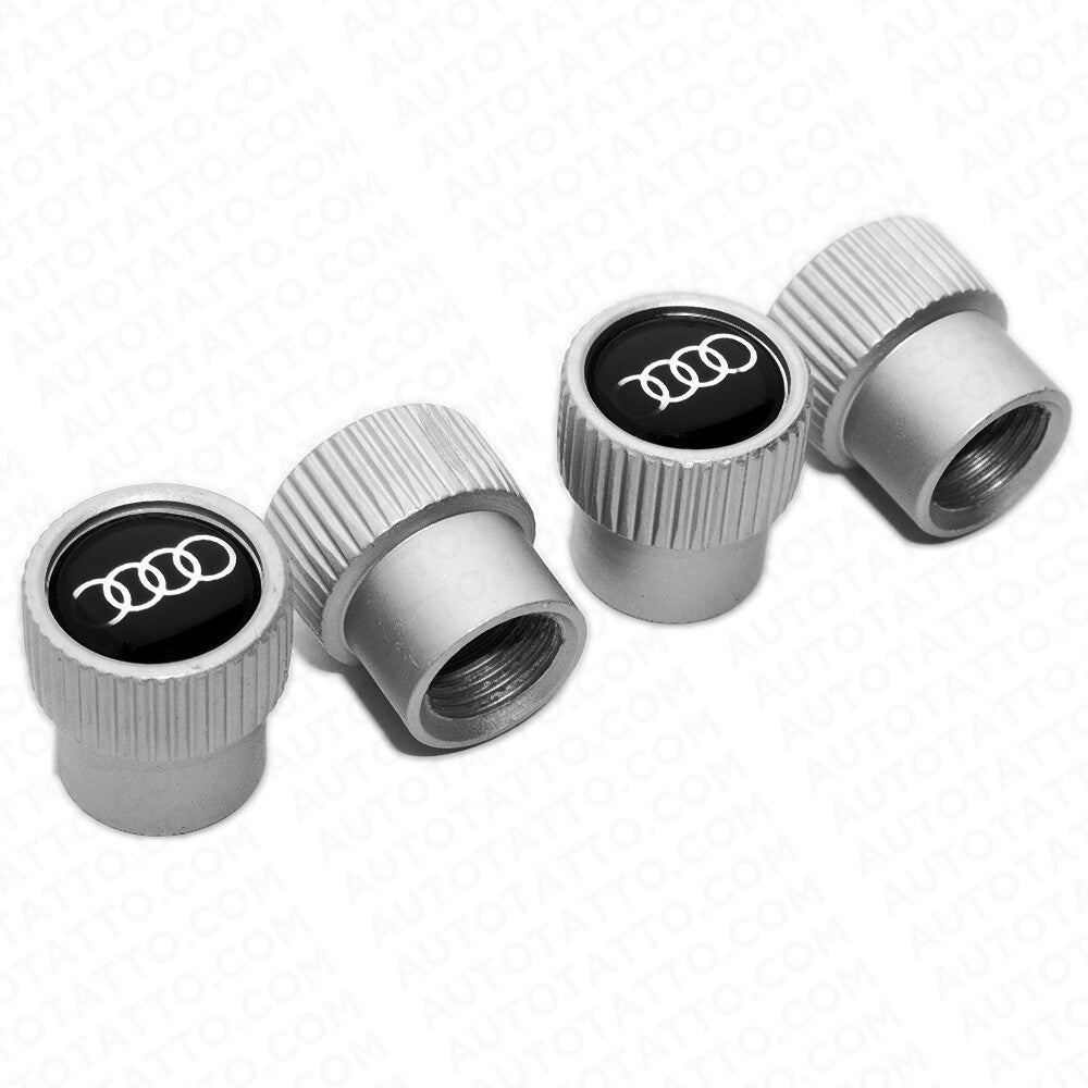 A-u-d-i Sport Roundel Car SUV Wheels Tire Air Valve Caps Stem Dust Logo Cover