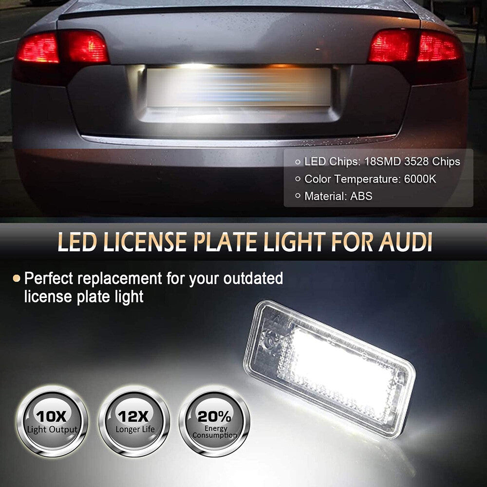 2x No Error LED License Plate Light 6000K Pure White For Audi A3 A4 A6 A8 S6 Q7