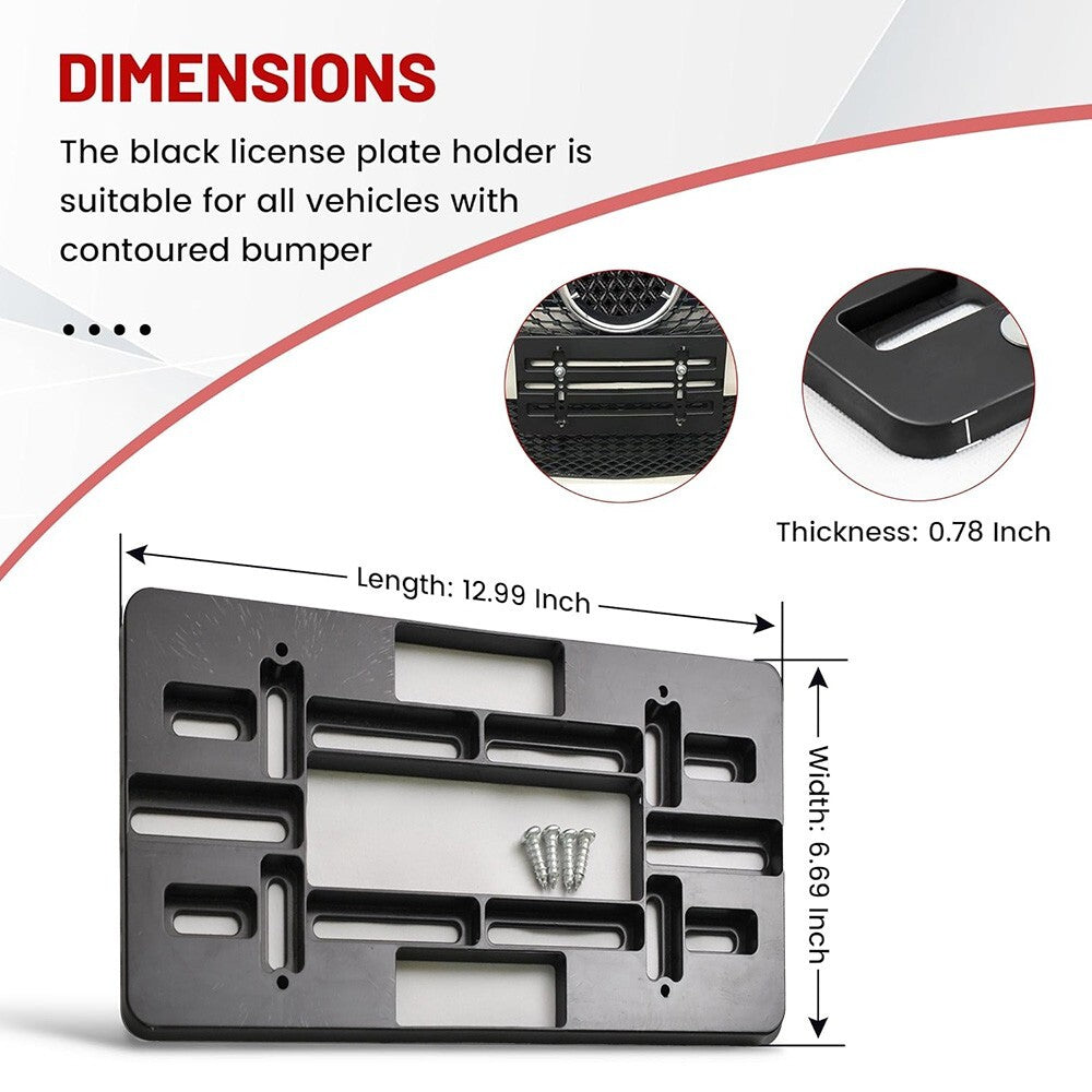 Universal License Plate Holder Mounting Relocator Adapter Bumper Kit Brackets