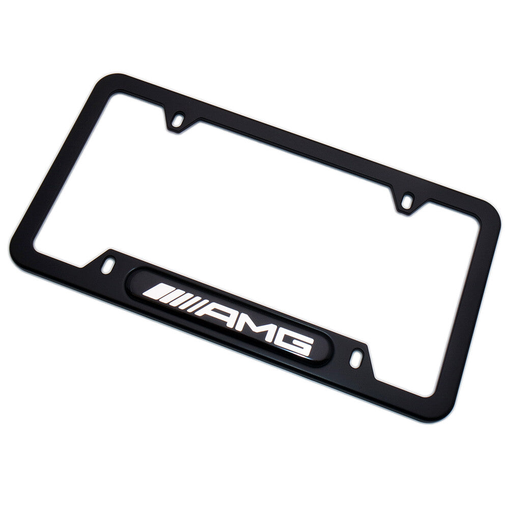 Black Stainless Front Rear Emblem License Plate Frame Cover Gift For AMG Sport